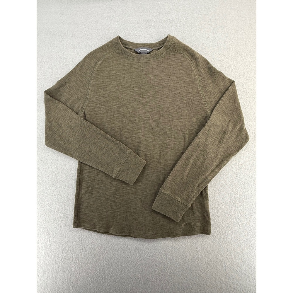 Eddie Bauer Mens Small Green Thermal Shirt Long Sleeve Crew Neck EB002261